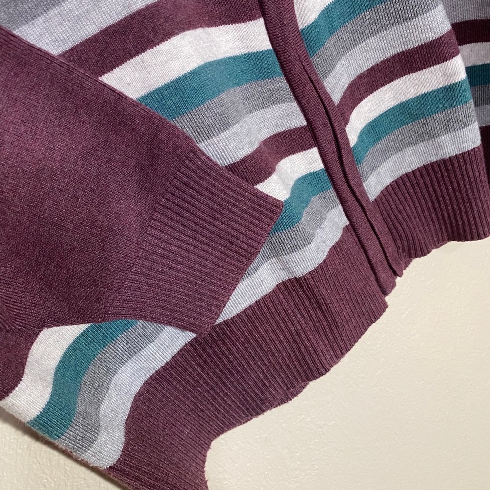 Soft Wool Sweater Knit Striped Sweater Jacket - Picture 8 of 12